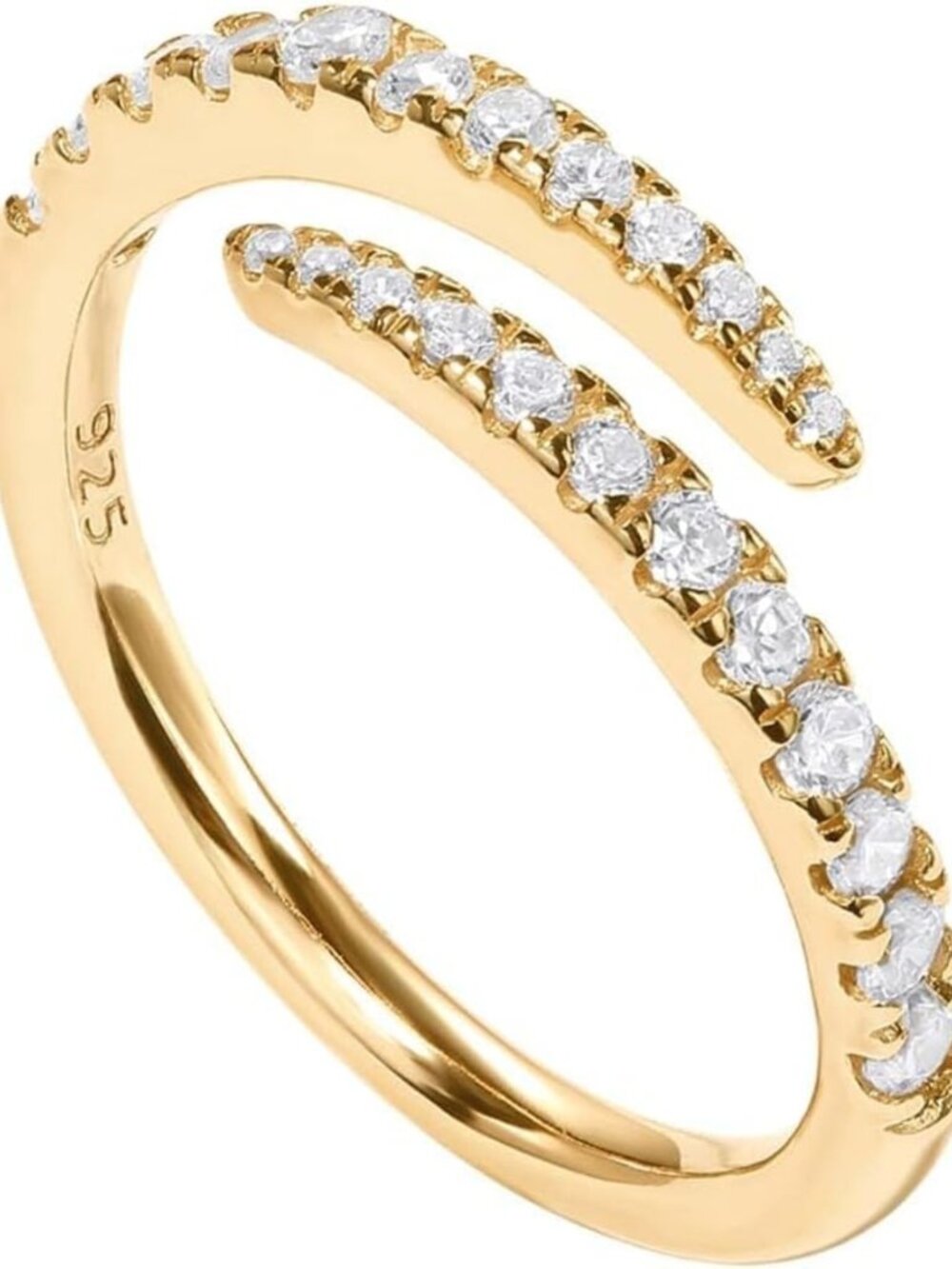 14K Gold Plated Cubic Zirconia Open Twist Eternity Band Ring for Women